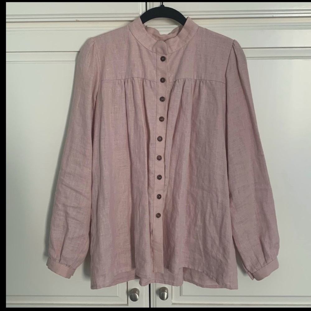 LITTLE WOMEN ARTELIER LINEN ARTIST BLOUSE L DUSTY PINK